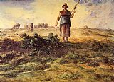 Jean Francois Millet A Shepherdess and her Flock painting